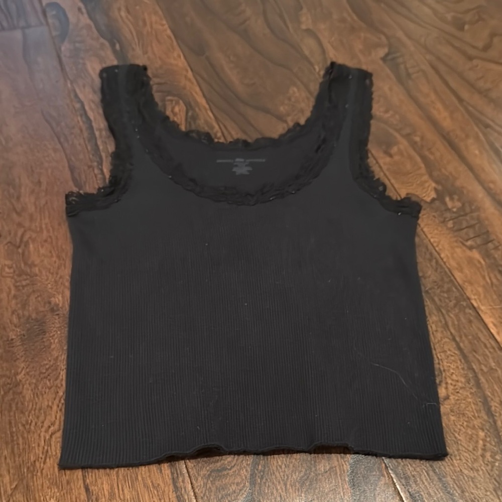 Brandy Melville Black Ribbed Crop Tank Top